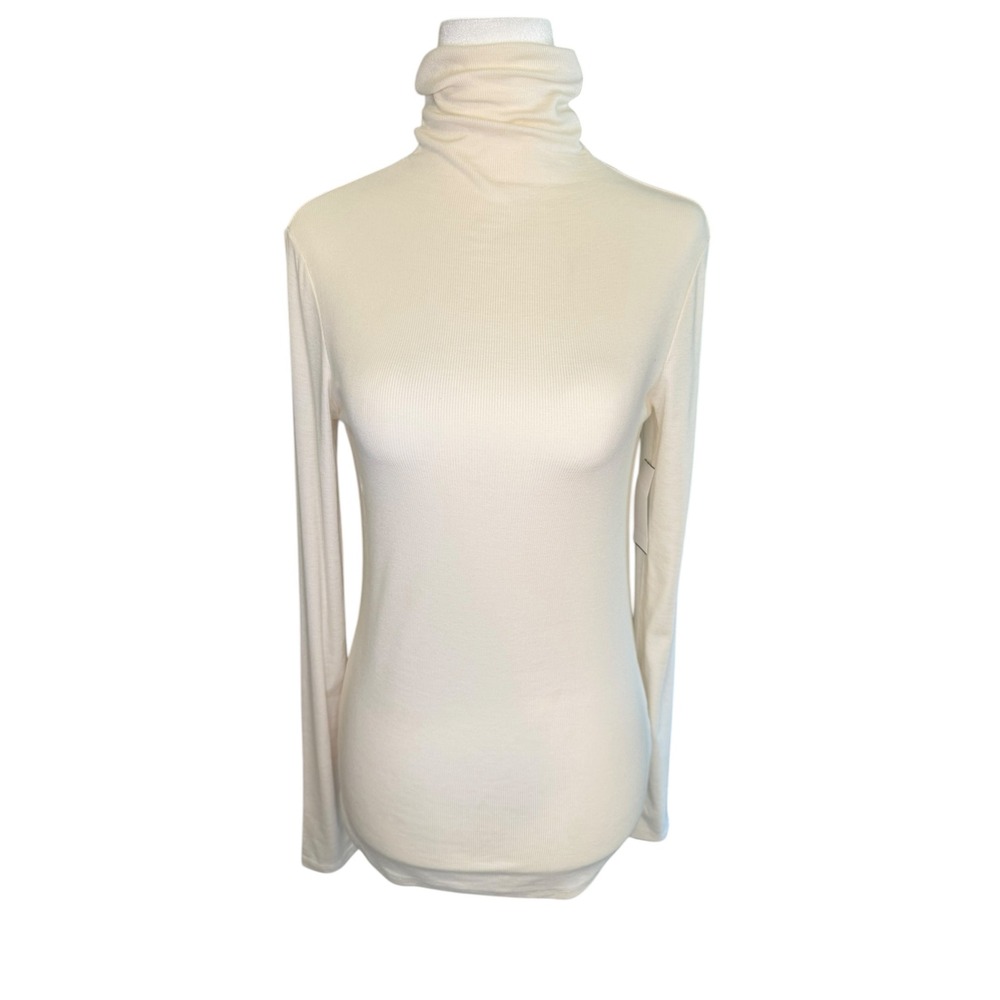 AG Adriano Goldschmied Womens Ivory Dust Ribbed Turtleneck Top Size‎ Small NEW